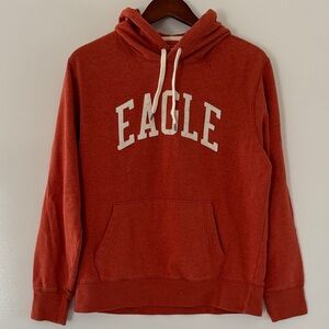 American Eagle Hoodie Mens M Orange Pullover Graphic Fleece Kangaroo Pocket